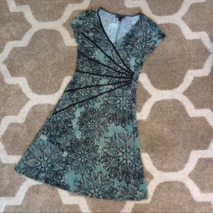 Knee Length V- neck Dress by Connected Apparel